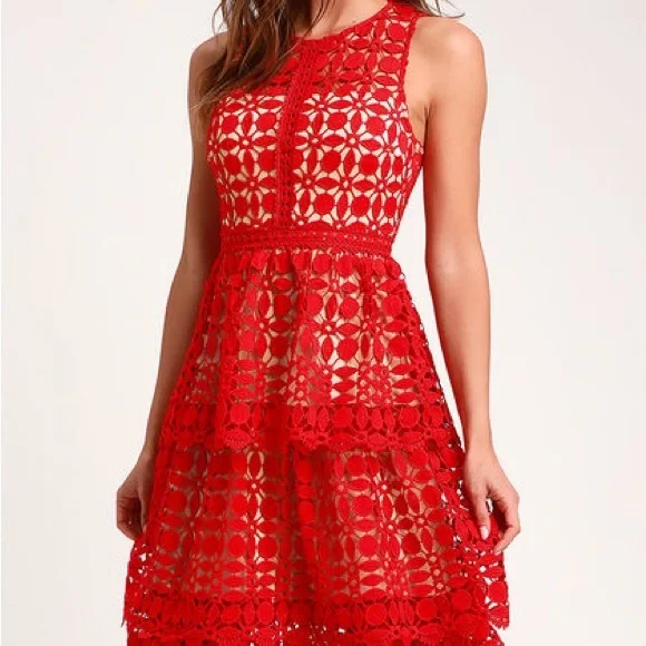 Lulus Red Crochet Lace Dress Lulus Red Dress Lace